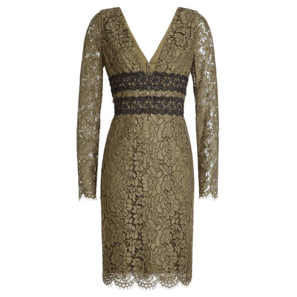 Diane Von Furstenberg Army Green Viera Lace Dress - Picture 2 of 7